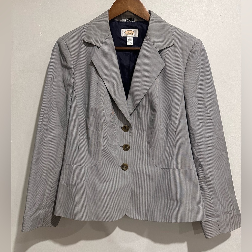 TALBOTS Pinstripe 100% Cotton Preppy Careerwear Blazer Size‎ 10